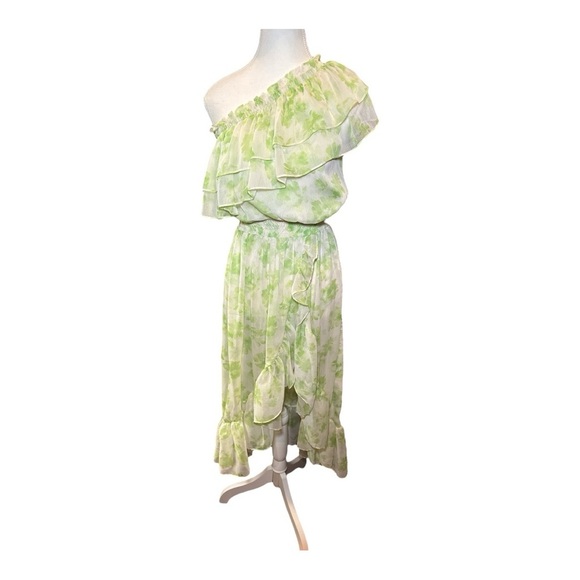 NWT MISA LOS ANGELES Rumi Dress Honeydew Blossom M Asymmetrical Floral Revolve - Picture 2 of 7